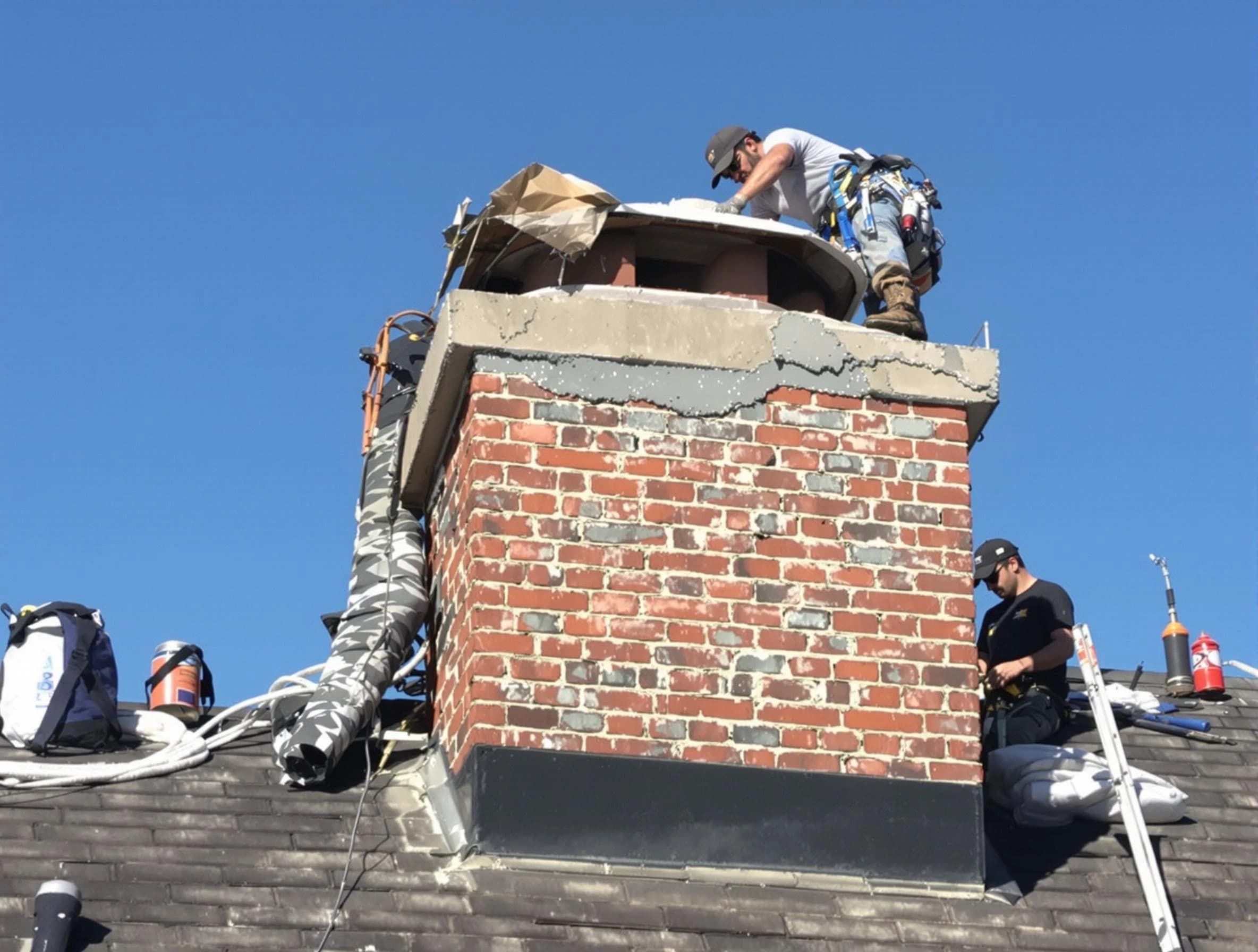 West Valley City Chimney Sweep installing a custom chimney crown in West Valley City, UT