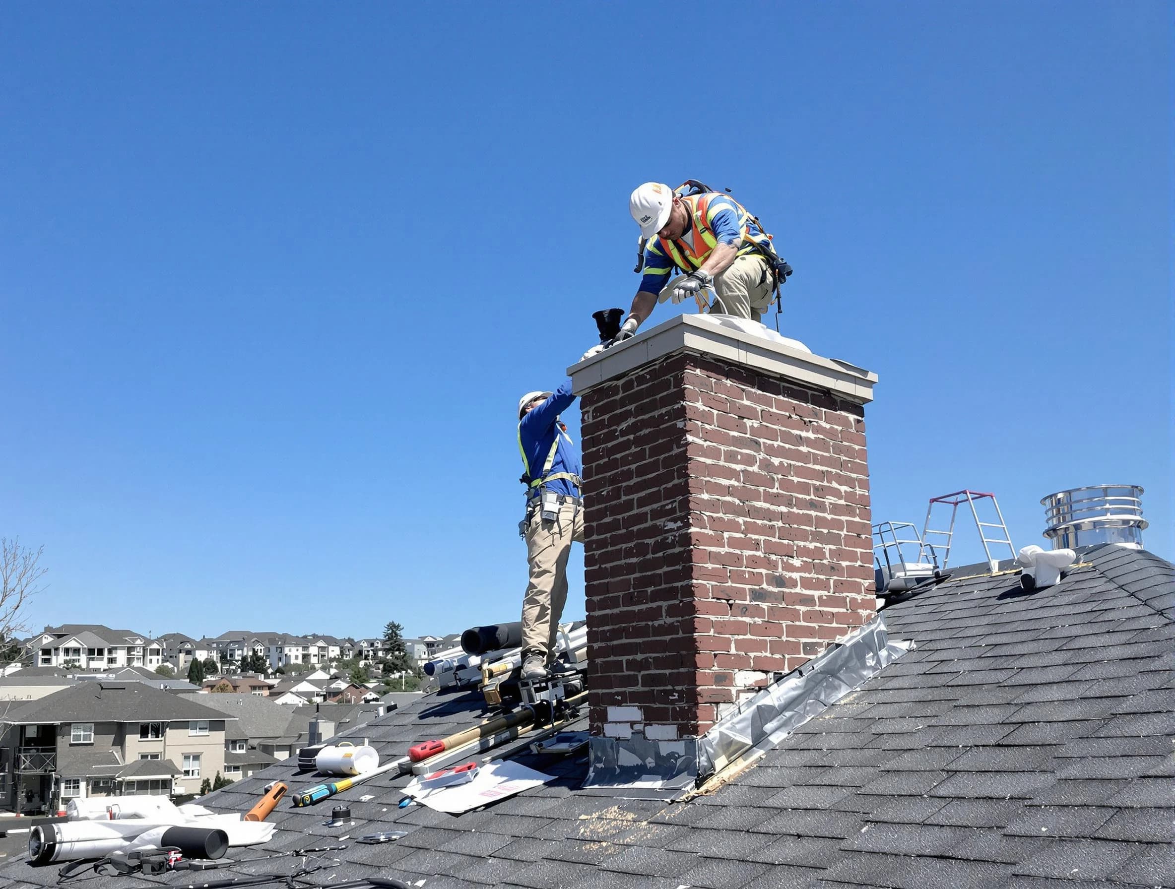 West Valley City Chimney Sweep repairing a chimney crown in West Valley City, UT
