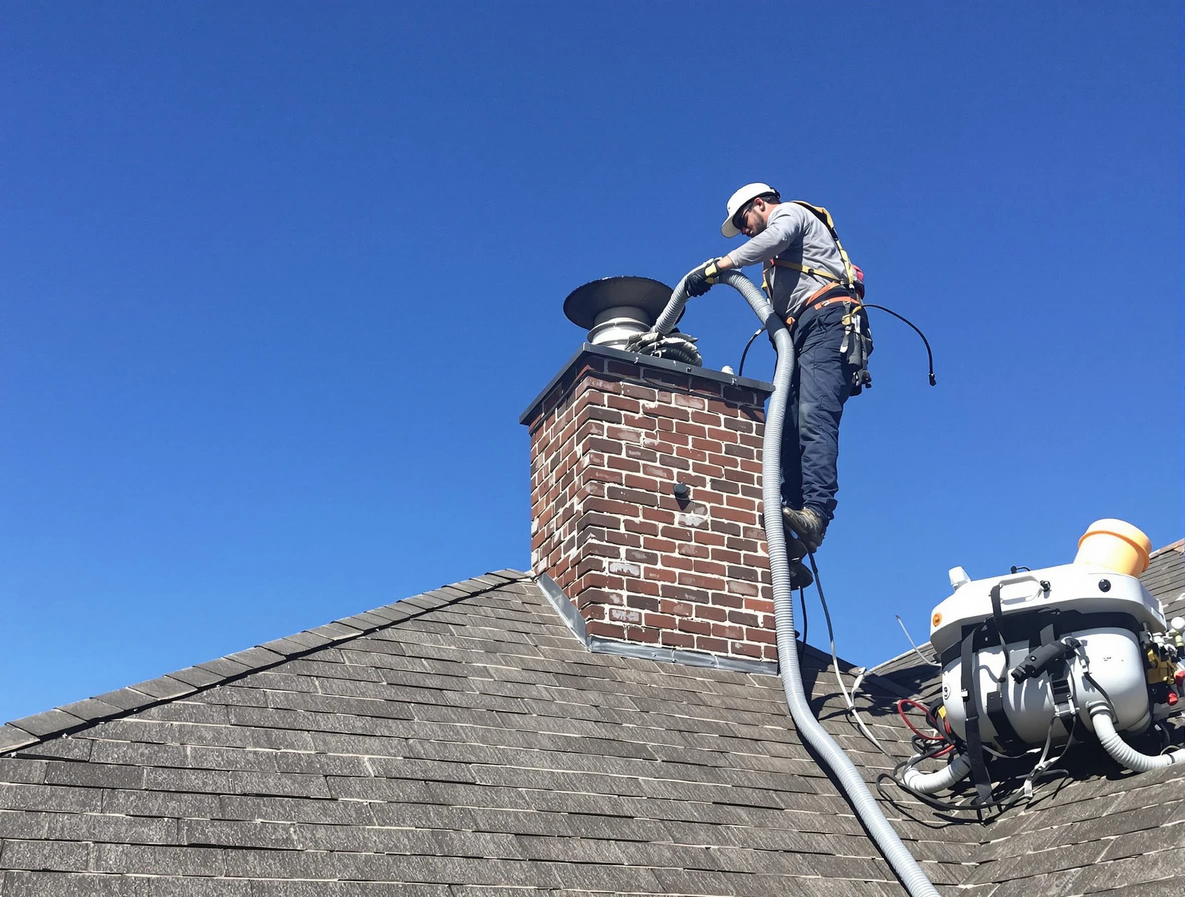Dedicated West Valley City Chimney Sweep team member cleaning a chimney in West Valley City, UT