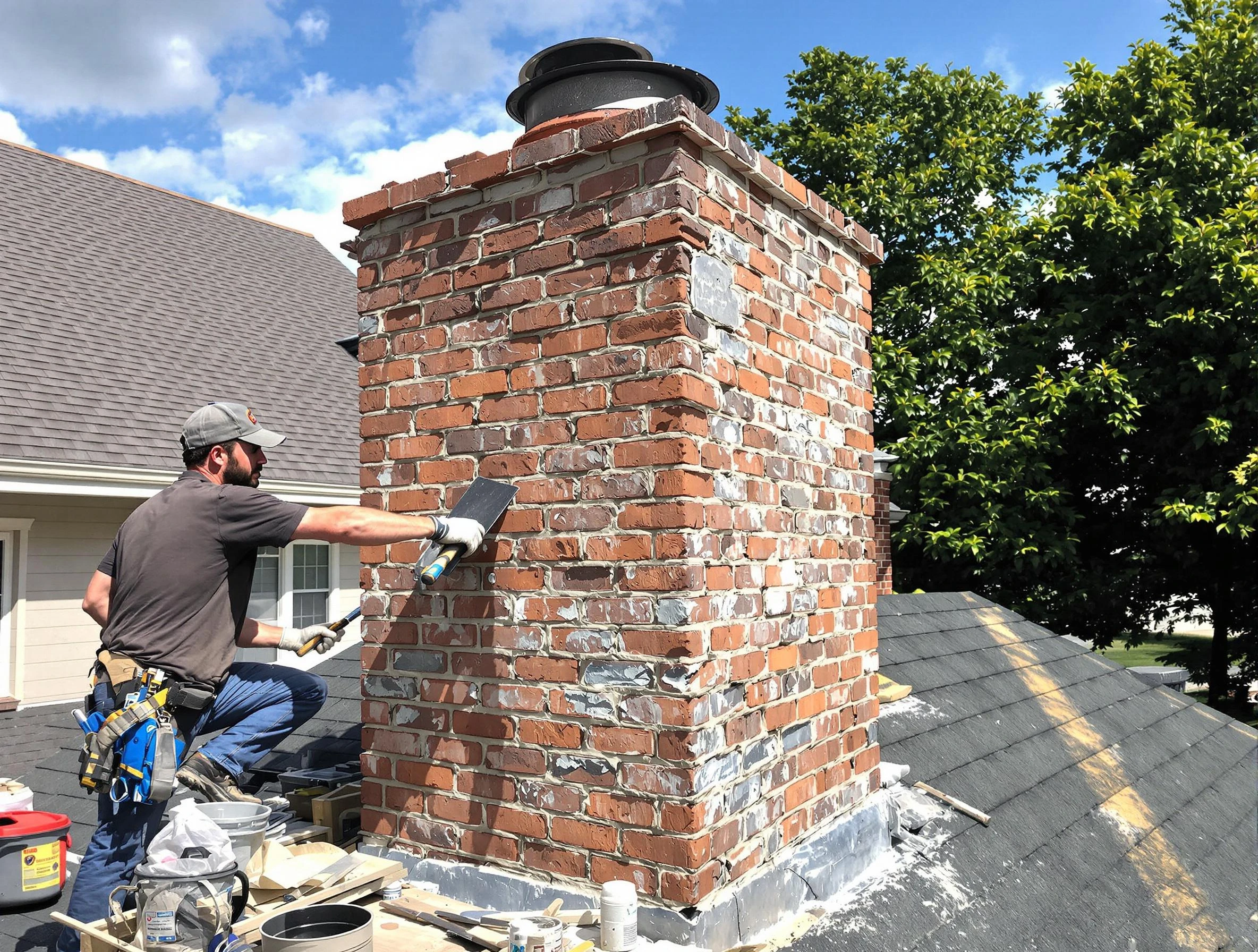 Completed chimney rebuild by West Valley City Chimney Sweep in West Valley City, UT