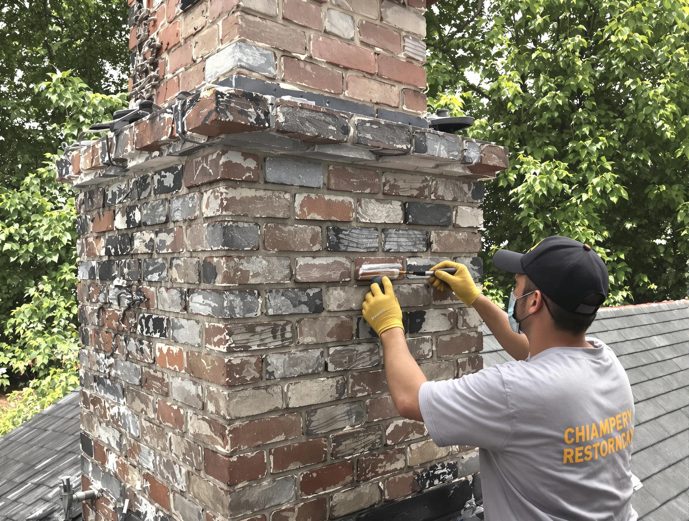 In-progress chimney restoration by West Valley City Chimney Sweep in West Valley City, UT